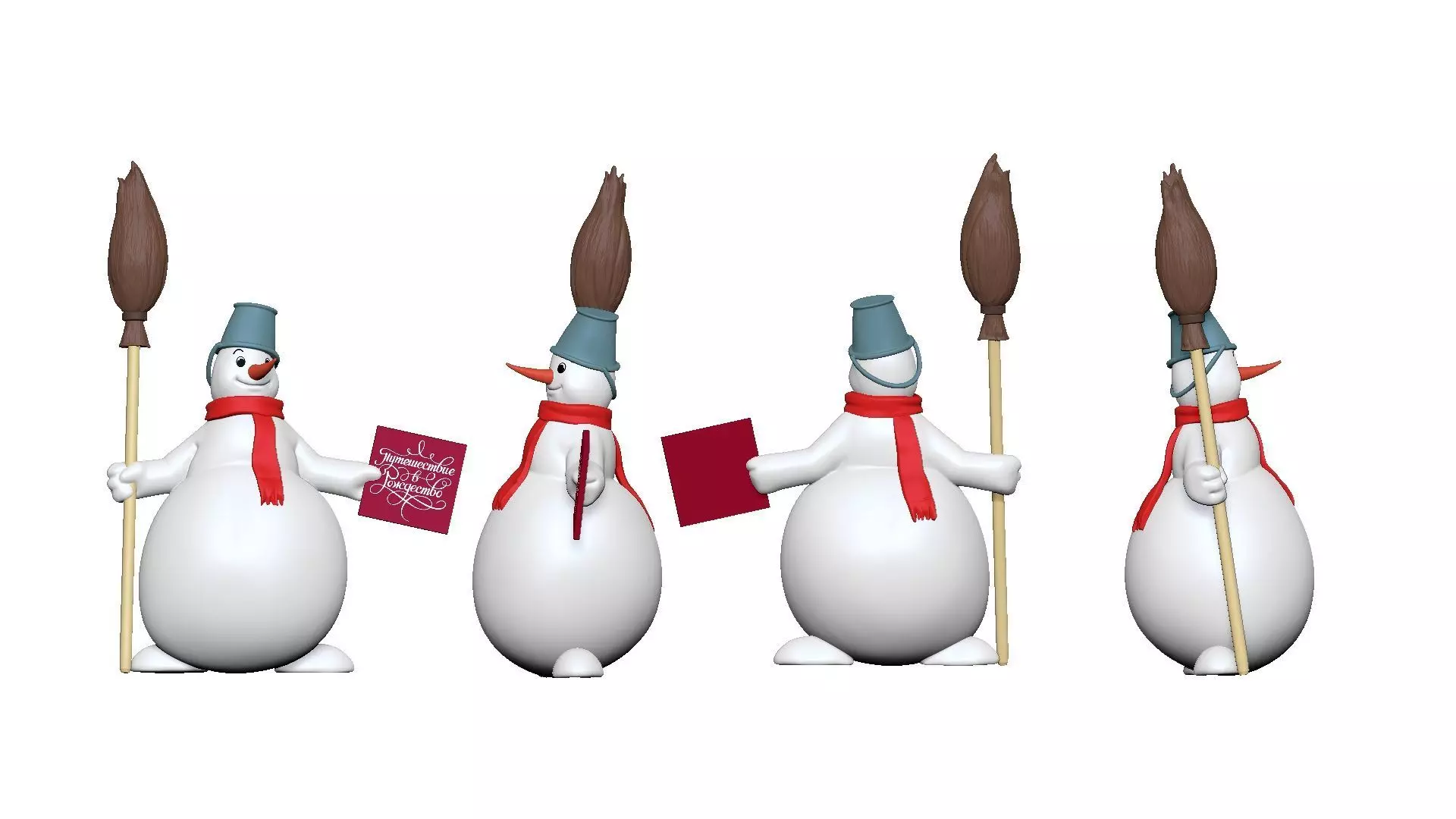 001368 cartoon snowman 3dp 3D print model_0