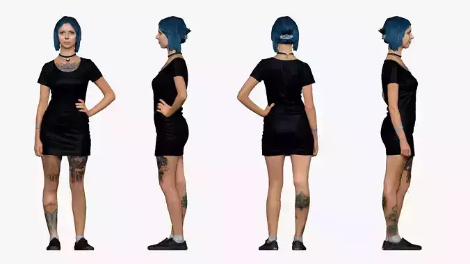 001500 woman with a tattoo in a dress 3dp