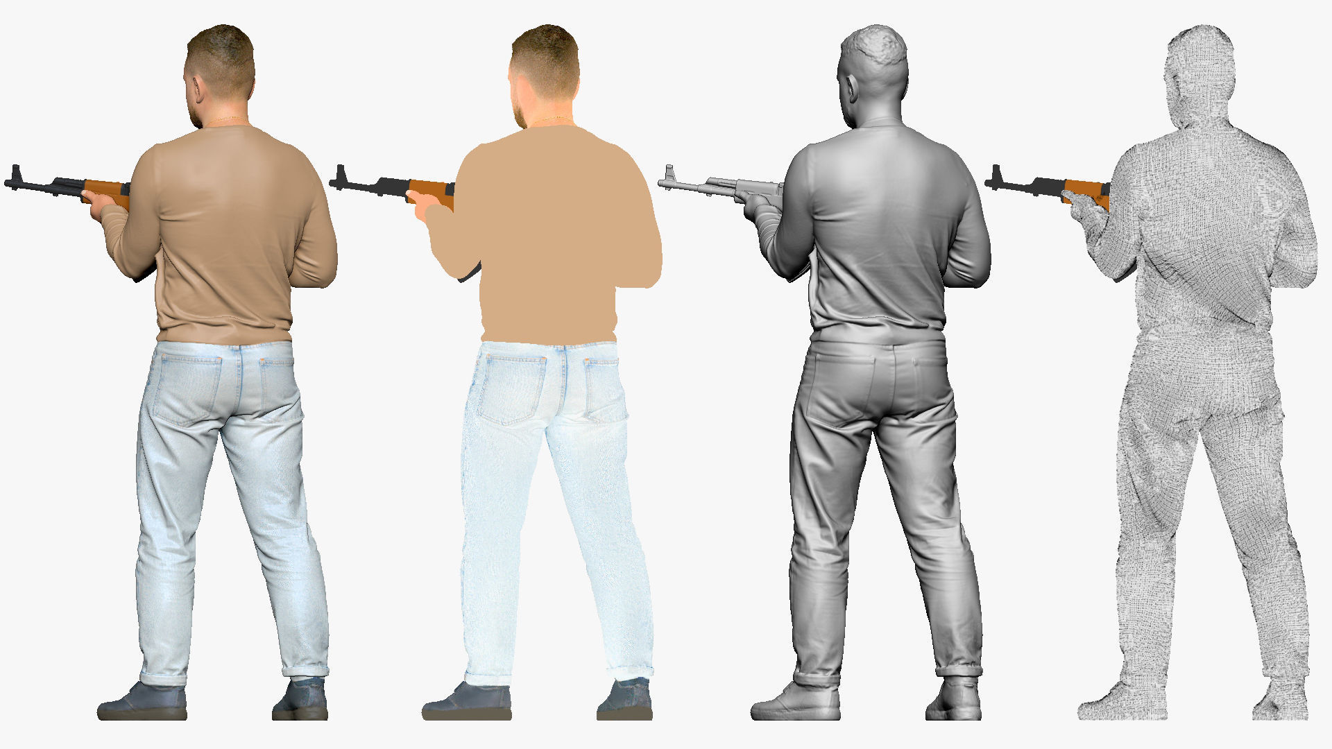 001504 man in a sweater with a machine gun 3D model_3