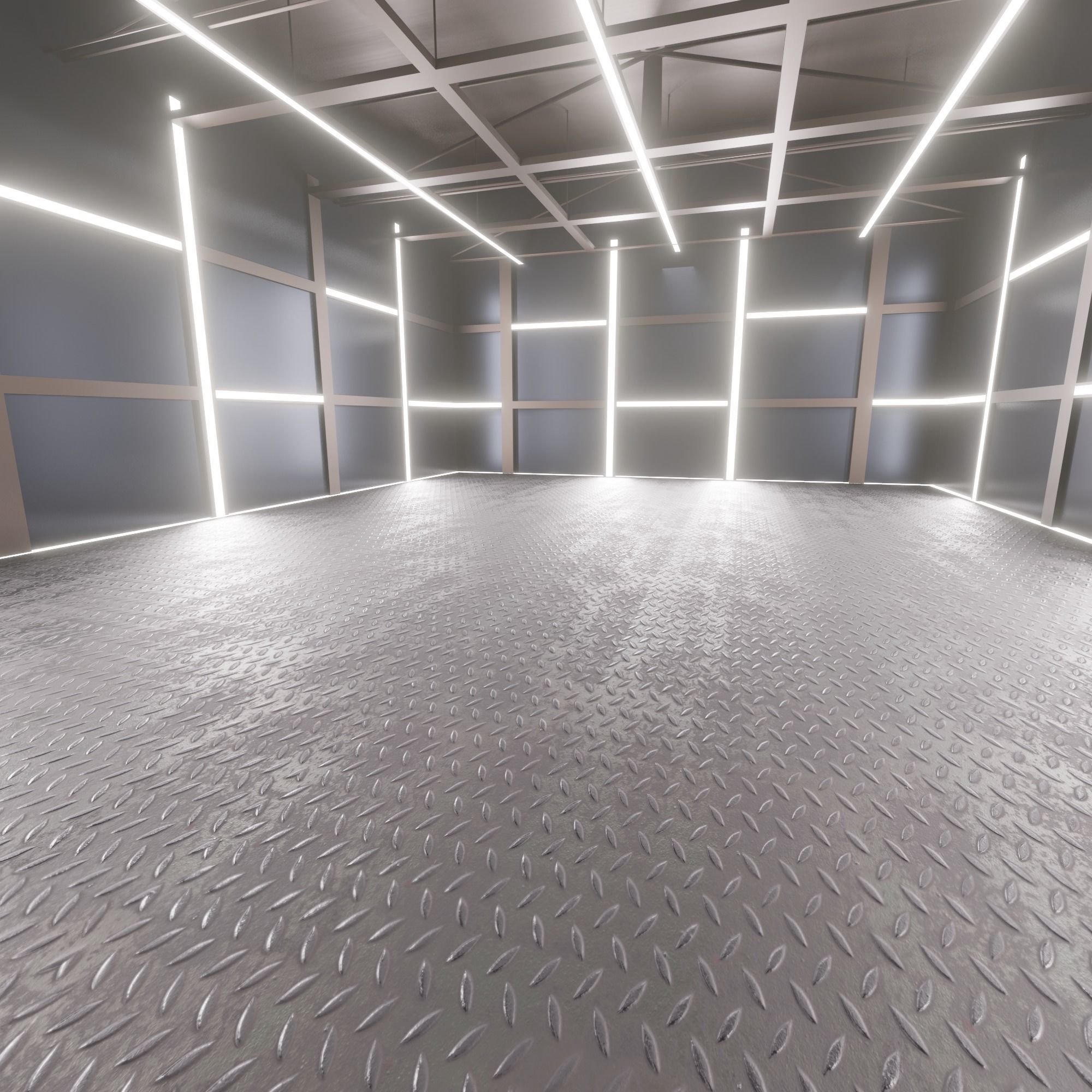 Car studio interior Low-poly 3D model_1