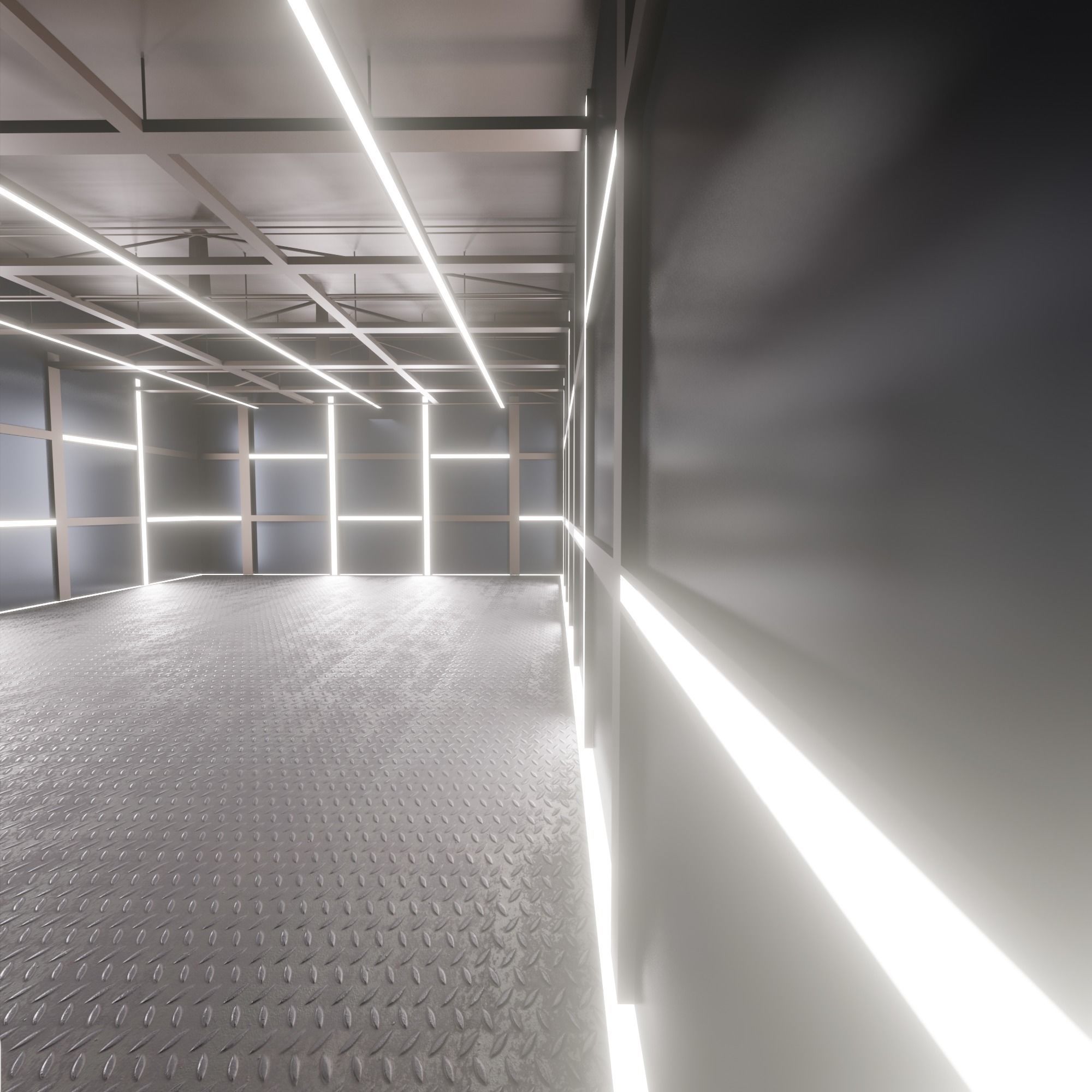 Car studio interior Low-poly 3D model_2