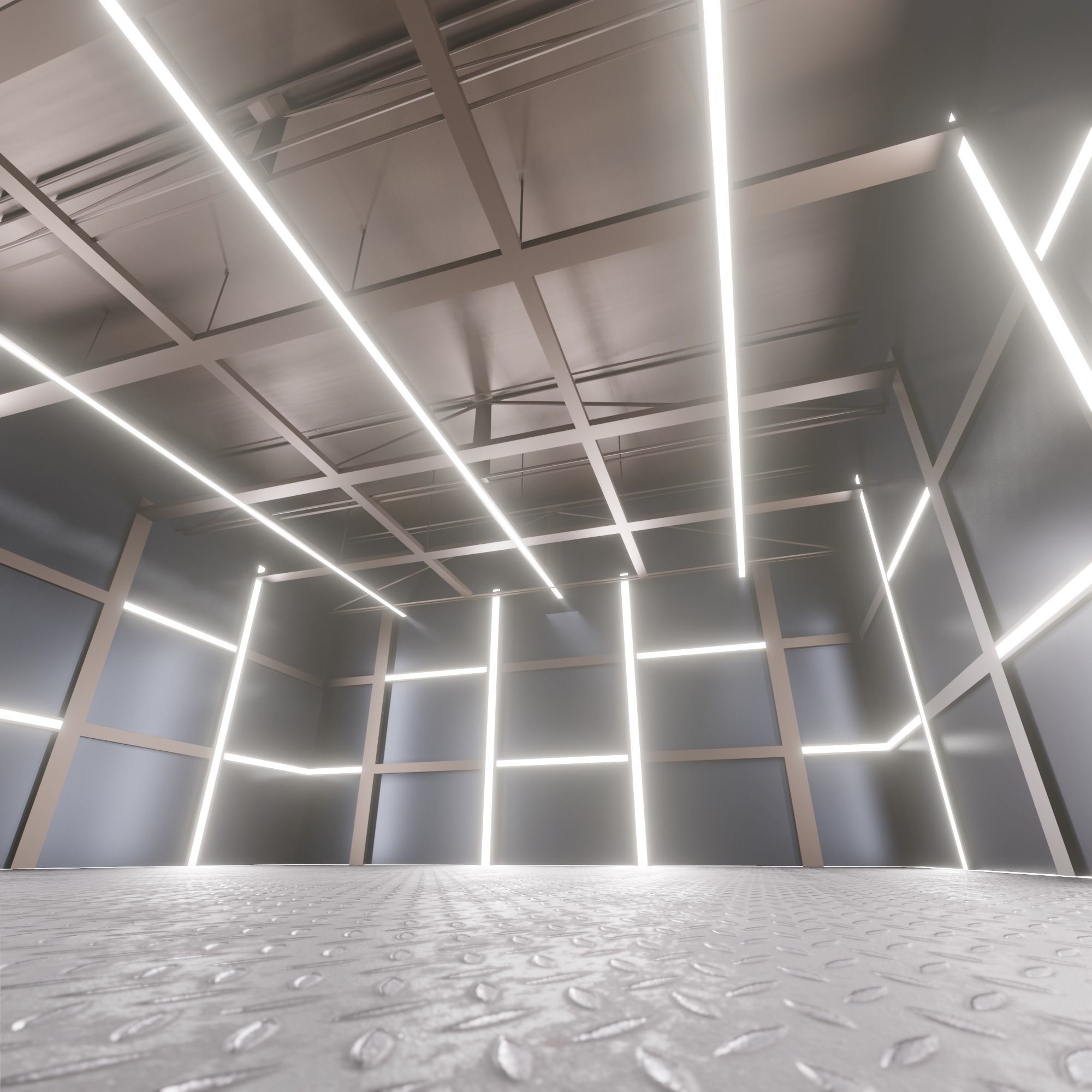 Car studio interior Low-poly 3D model_3