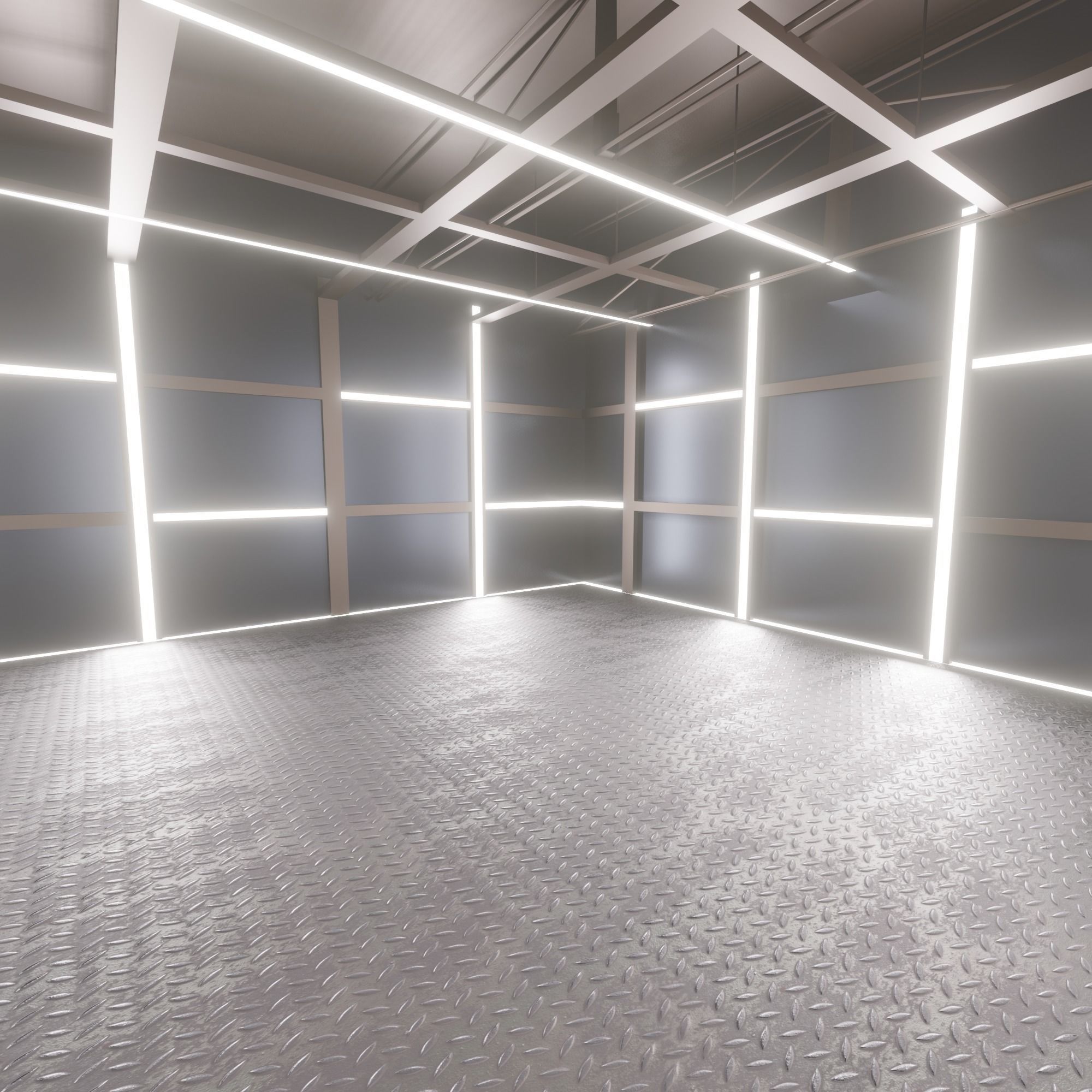 Car studio interior Low-poly 3D model_4