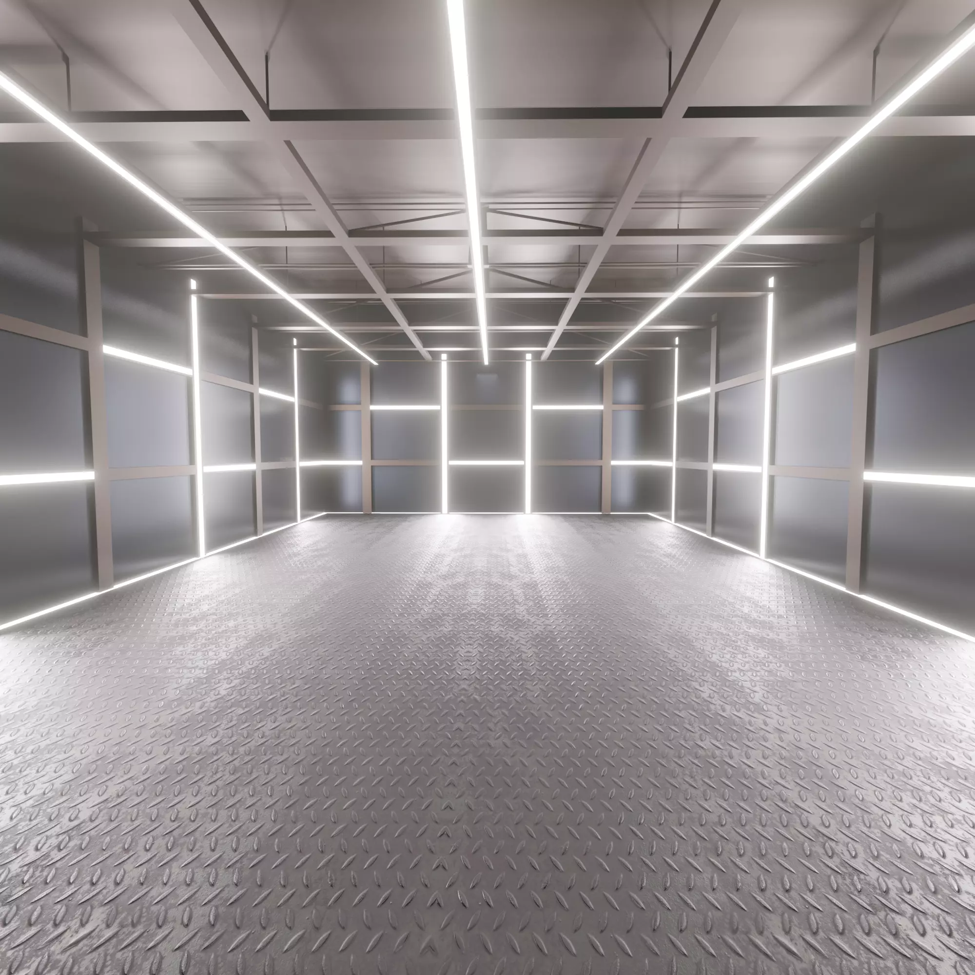 Car studio interior Low-poly 3D model_0