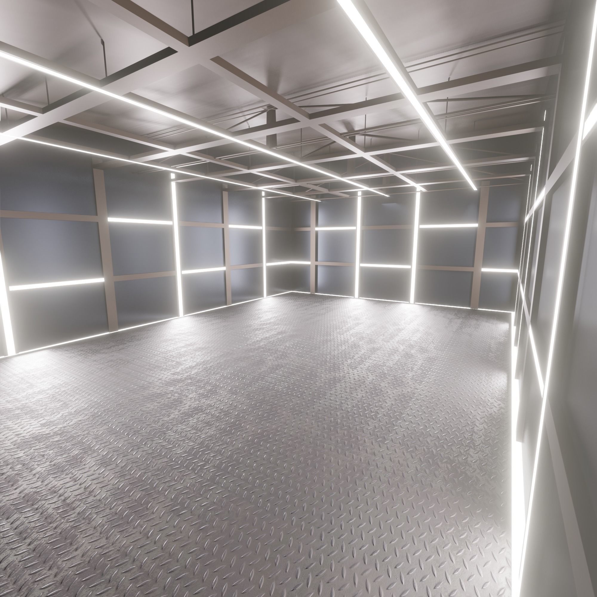 Car studio interior Low-poly 3D model_5