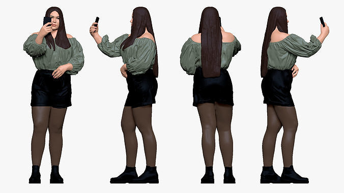 001506 girl with a phone in shorts 3dp 3D print model