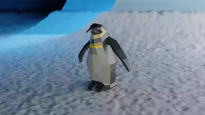 Low Poly Penguin in snow