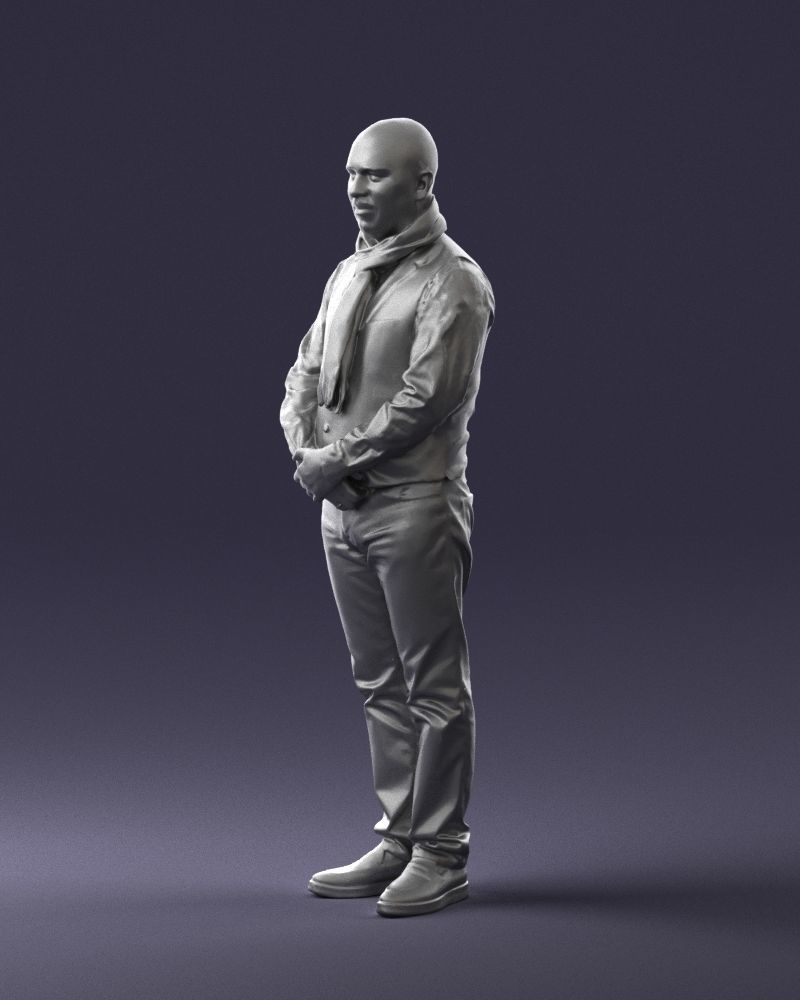 A bald man in a vest and scarf 0239 3D model_28