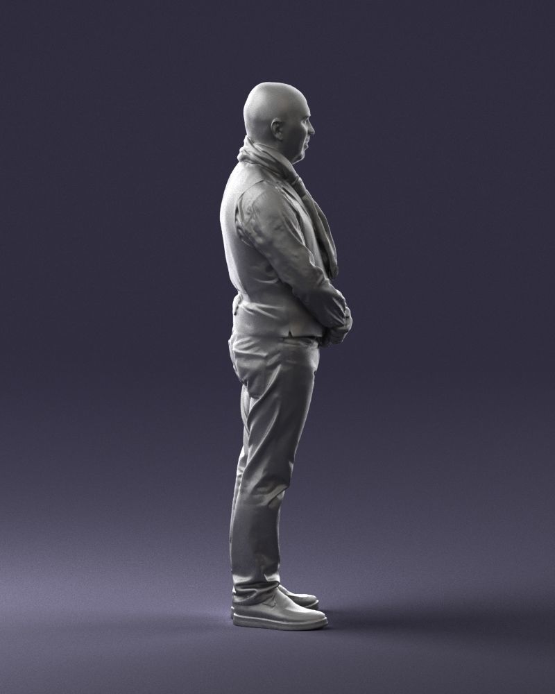 A bald man in a vest and scarf 0239 3D model_13