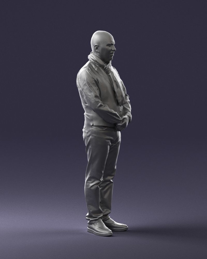 A bald man in a vest and scarf 0239 3D model_10