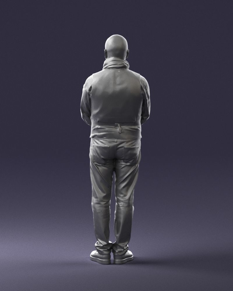 A bald man in a vest and scarf 0239 3D model_19