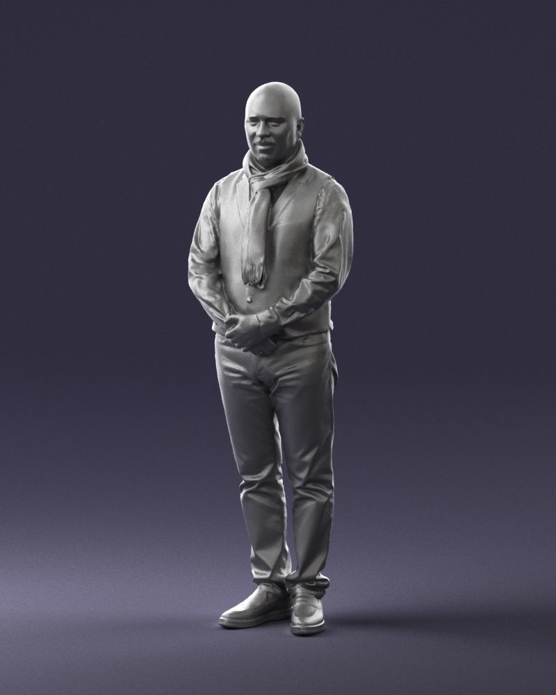 A bald man in a vest and scarf 0239 3D model_31