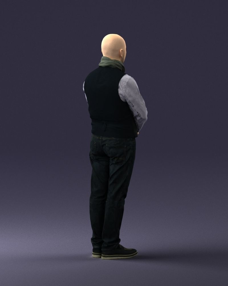 A bald man in a vest and scarf 0239 3D model_15