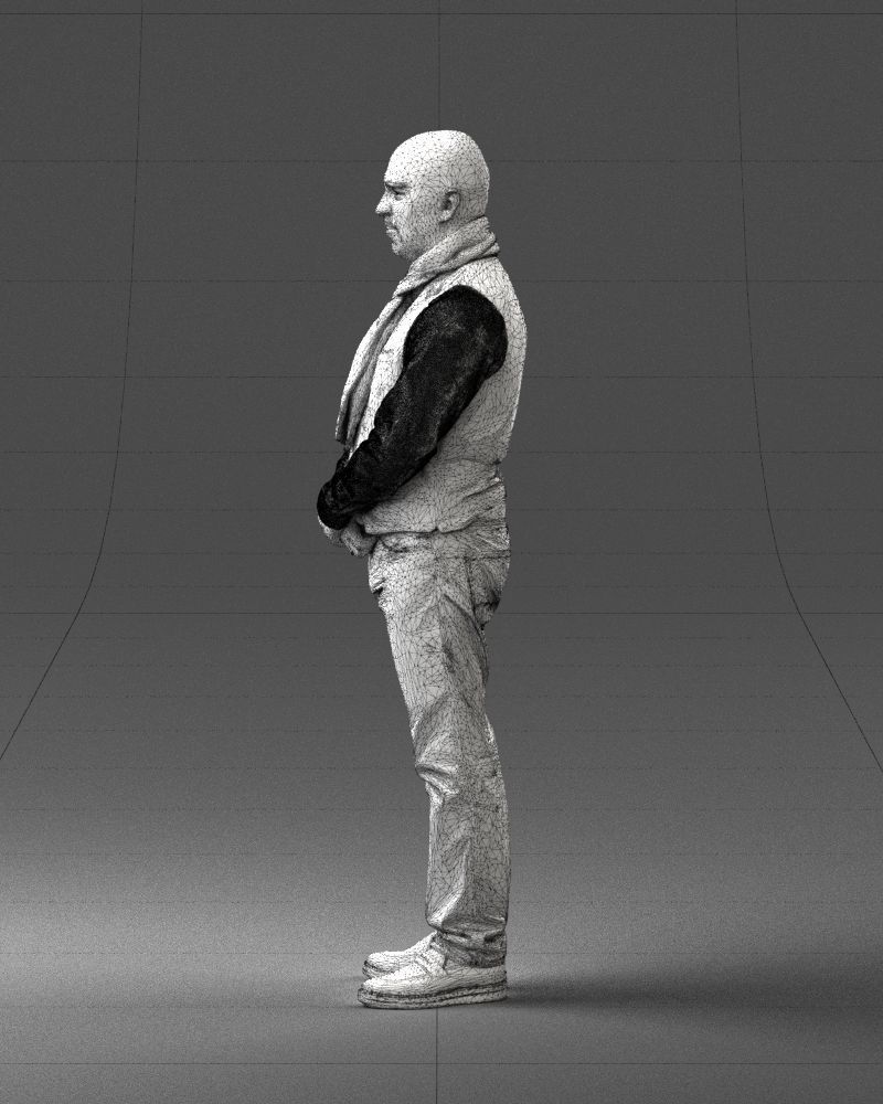 A bald man in a vest and scarf 0239 3D model_26