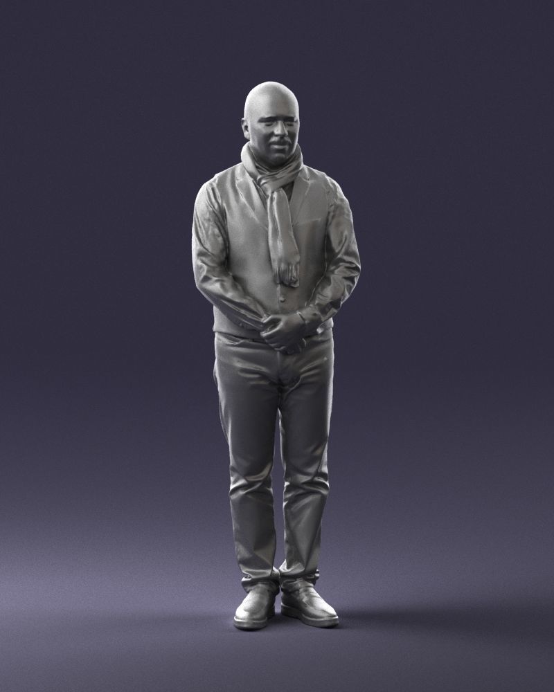 A bald man in a vest and scarf 0239 3D model_4