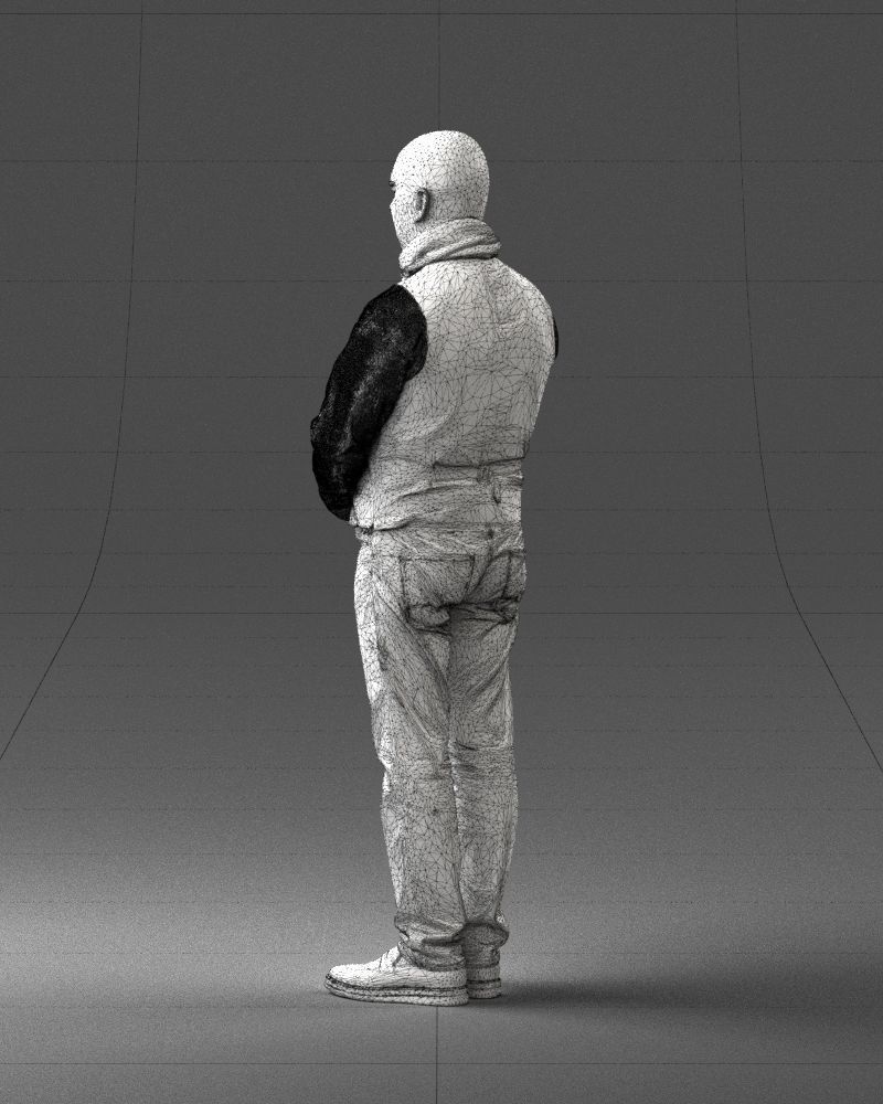 A bald man in a vest and scarf 0239 3D model_23