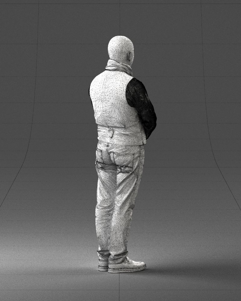 A bald man in a vest and scarf 0239 3D model_17