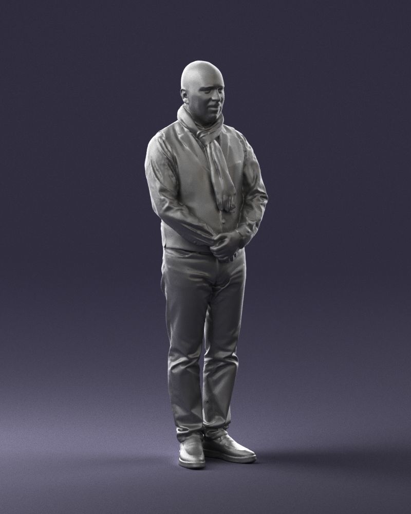 A bald man in a vest and scarf 0239 3D model_7
