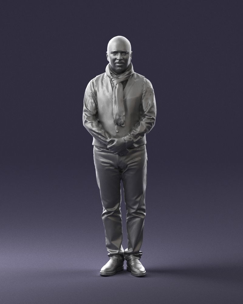 A bald man in a vest and scarf 0239 3D model_34