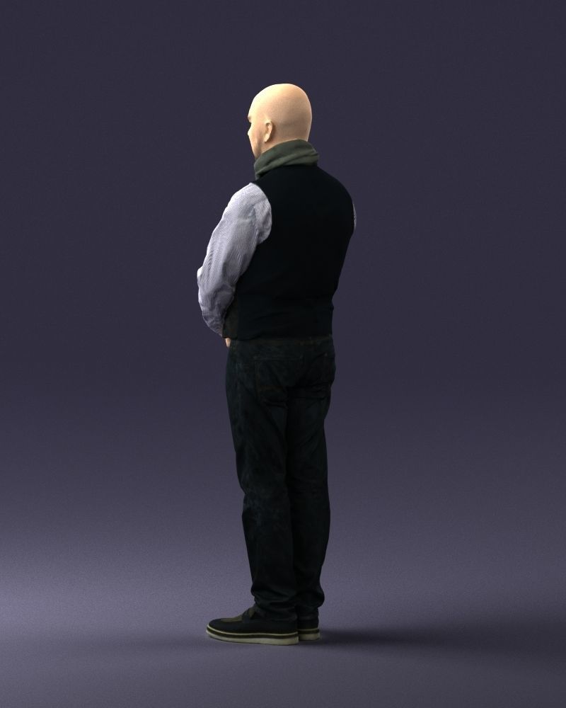 A bald man in a vest and scarf 0239 3D model_21