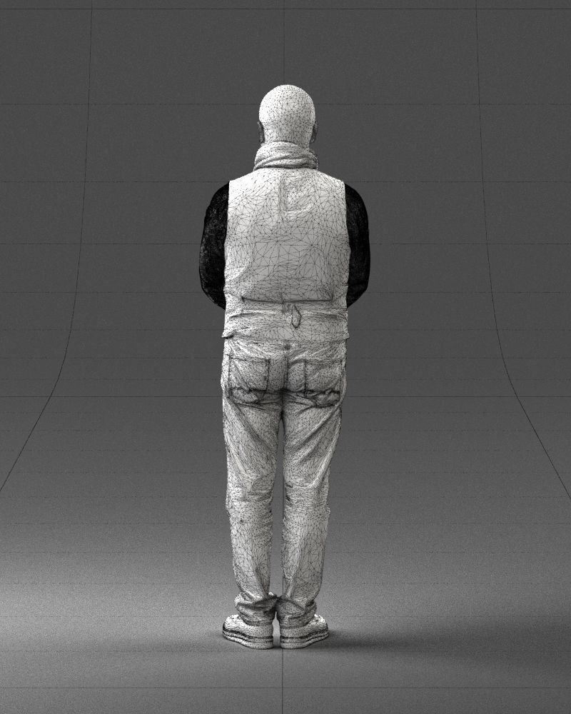 A bald man in a vest and scarf 0239 3D model_20