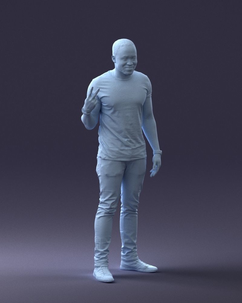 000177 Man Making Peace Sign 0902 3dp 3D print model_7
