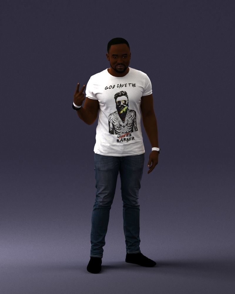 000177 Man Making Peace Sign 0902 3dp 3D print model_3