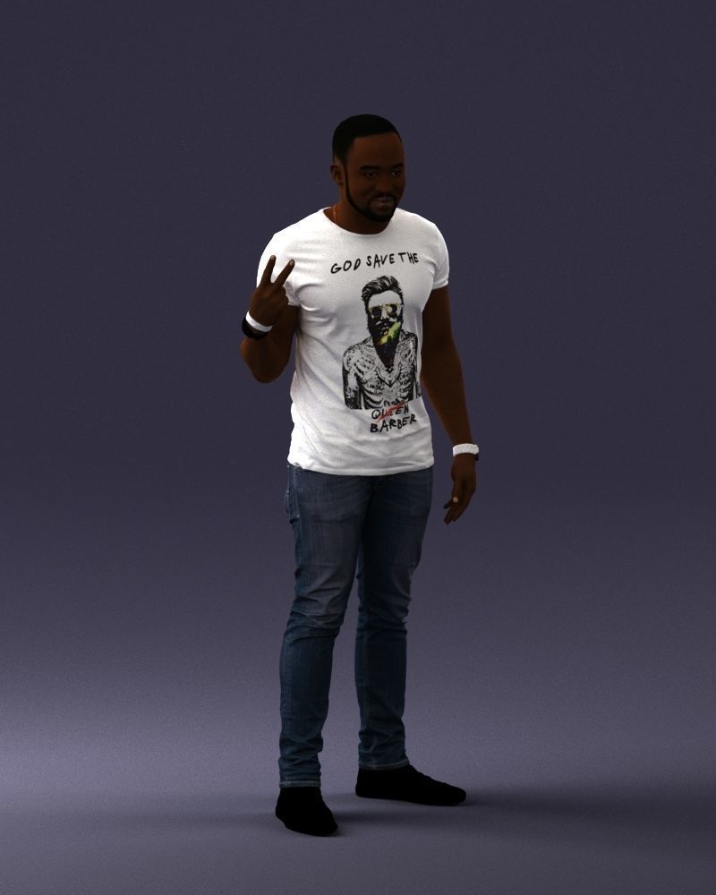 000177 Man Making Peace Sign 0902 3dp 3D print model_6