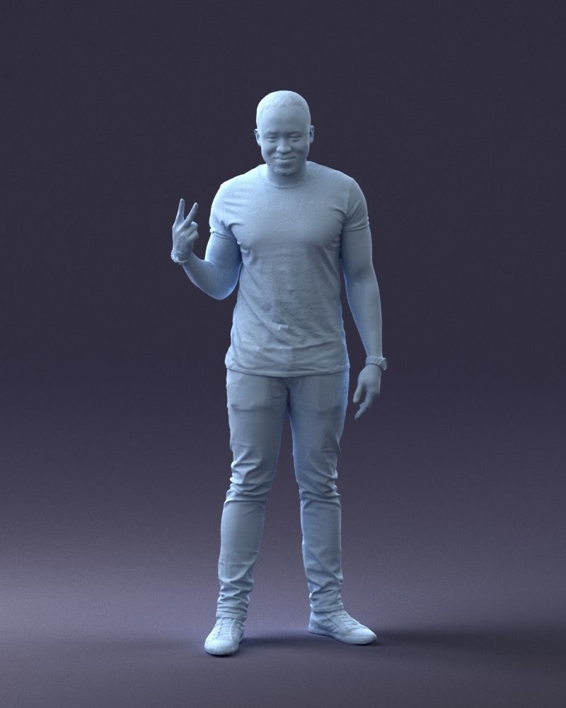 000177 Man Making Peace Sign 0902 3dp 3D print model_1