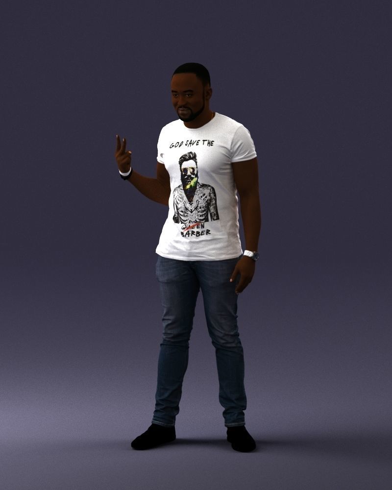 000177 Man Making Peace Sign 0902 3dp 3D print model_30