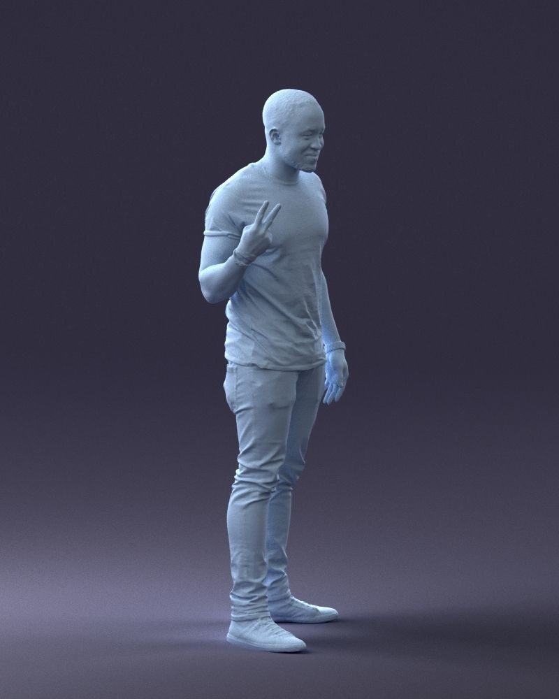 000177 Man Making Peace Sign 0902 3dp 3D print model_10