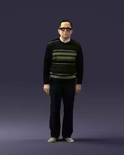 An elderly man in socks and glasses 0102 3D Print Ready