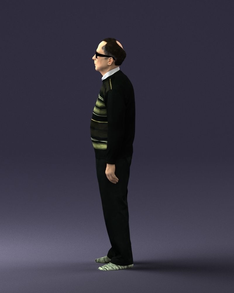 An elderly man in socks and glasses 0102 3D Print Ready 3D print model_24
