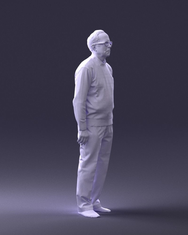 An elderly man in socks and glasses 0102 3D Print Ready 3D print model_10