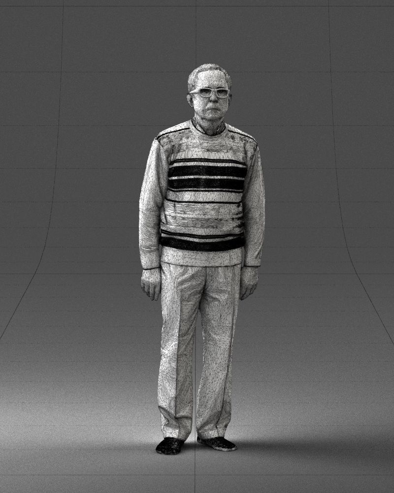 An elderly man in socks and glasses 0102 3D Print Ready 3D print model_5