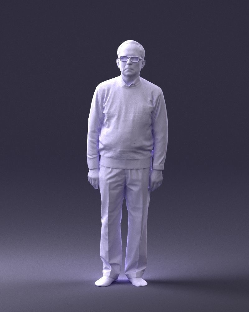 An elderly man in socks and glasses 0102 3D Print Ready 3D print model_34