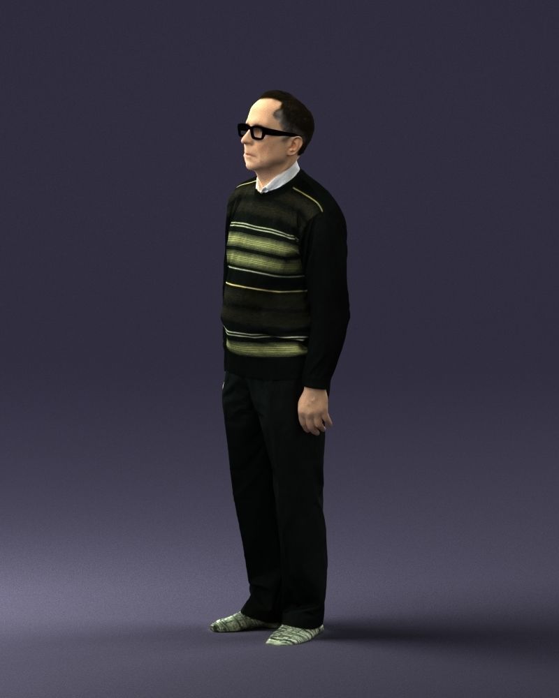 An elderly man in socks and glasses 0102 3D Print Ready 3D print model_27