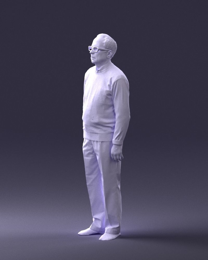 An elderly man in socks and glasses 0102 3D Print Ready 3D print model_28