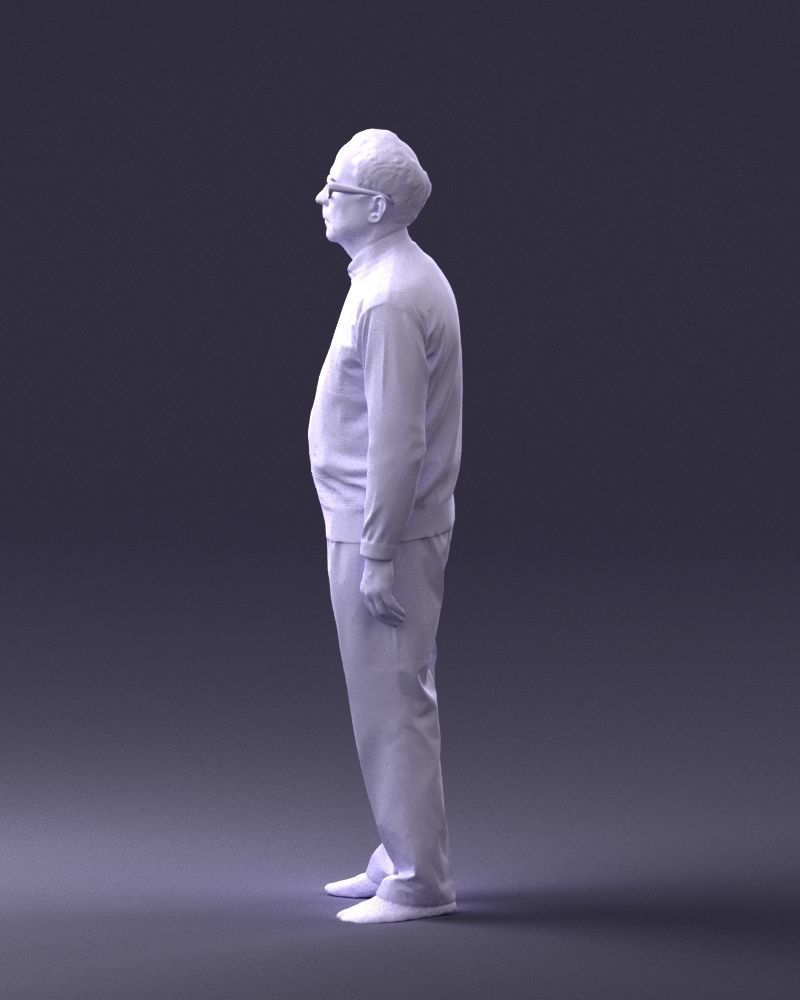 An elderly man in socks and glasses 0102 3D Print Ready 3D print model_25