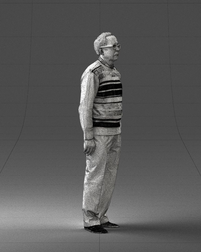 An elderly man in socks and glasses 0102 3D Print Ready 3D print model_11