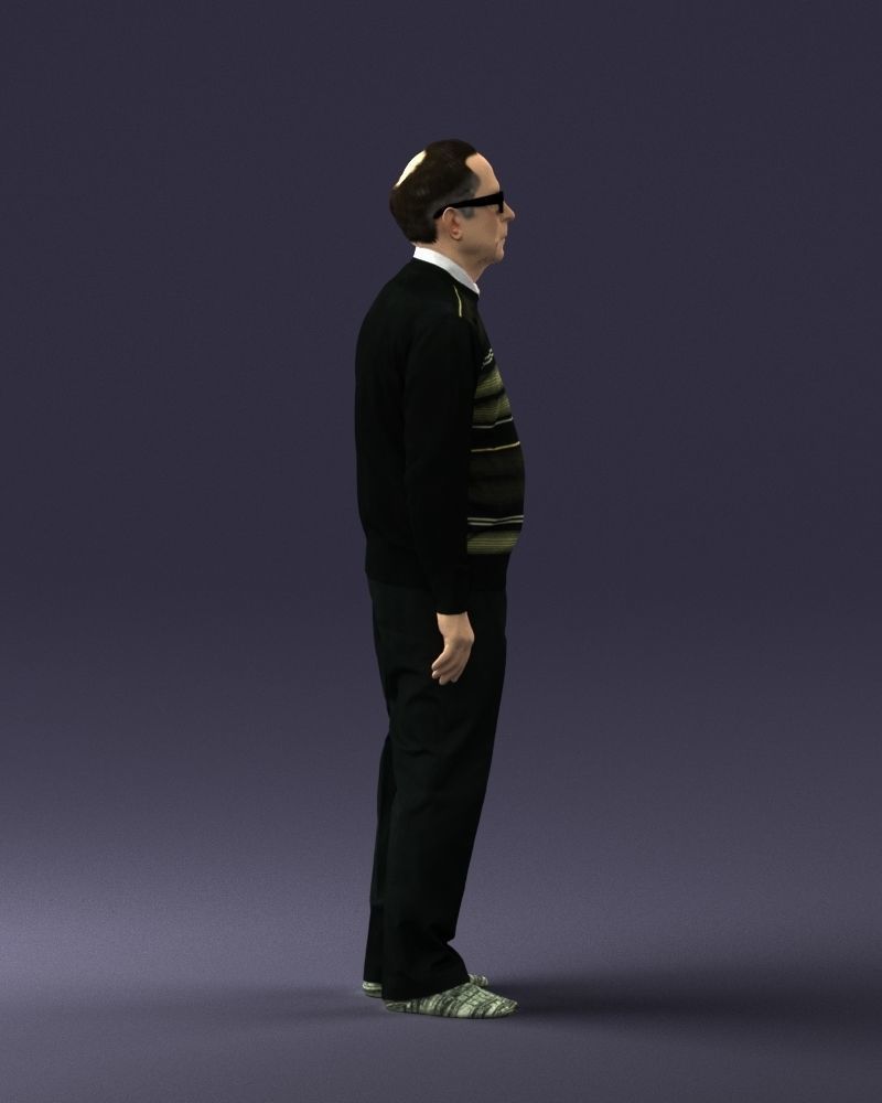 An elderly man in socks and glasses 0102 3D Print Ready 3D print model_12