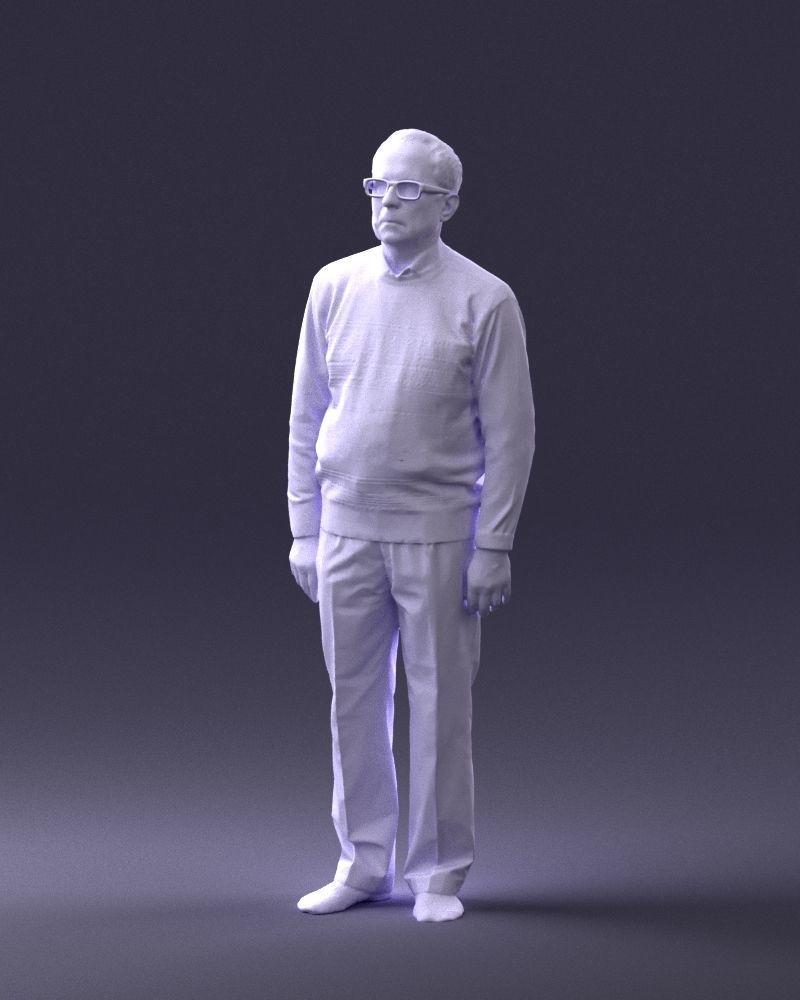An elderly man in socks and glasses 0102 3D Print Ready 3D print model_31