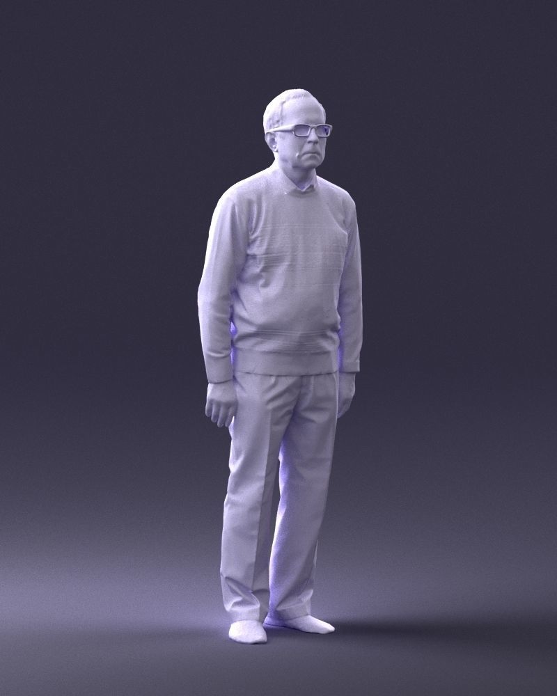 An elderly man in socks and glasses 0102 3D Print Ready 3D print model_7