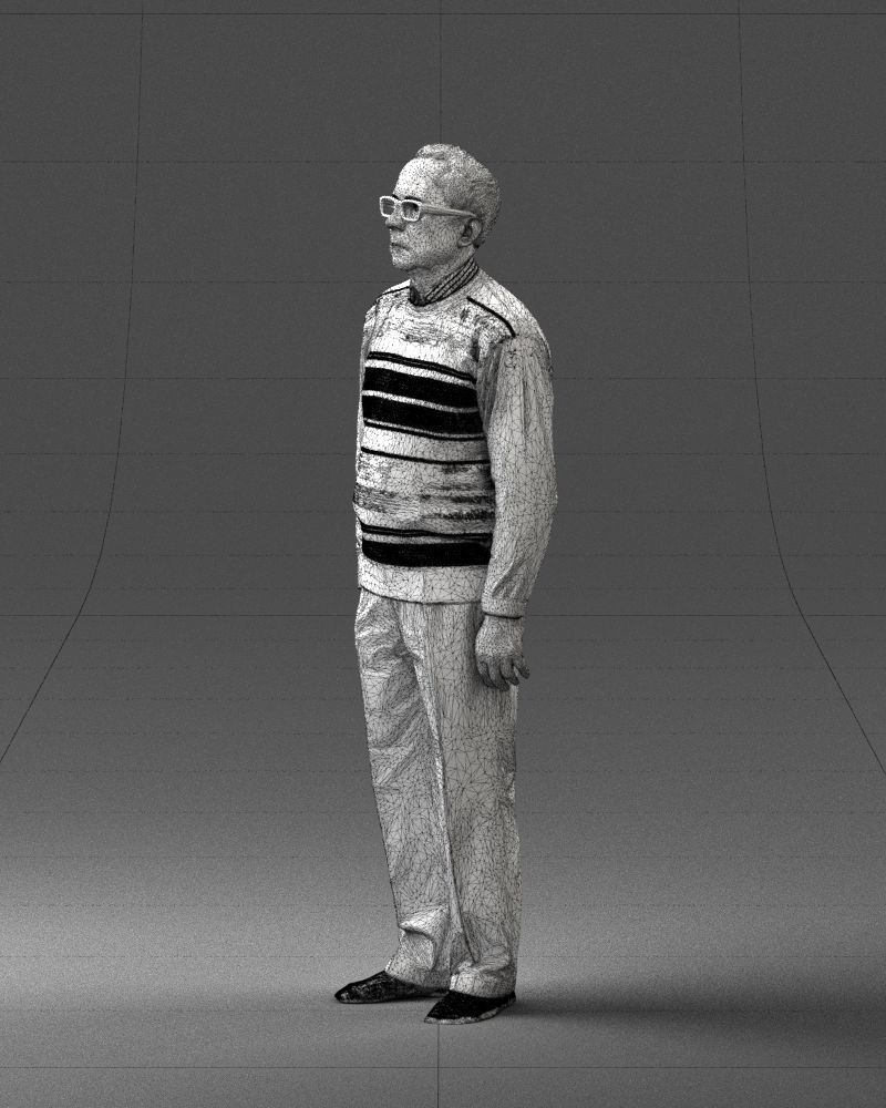 An elderly man in socks and glasses 0102 3D Print Ready 3D print model_29
