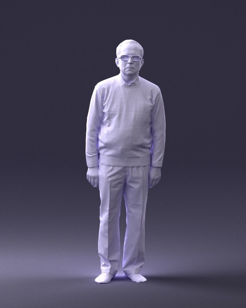 An elderly man in socks and glasses 0102 3D Print Ready 3D print model_37