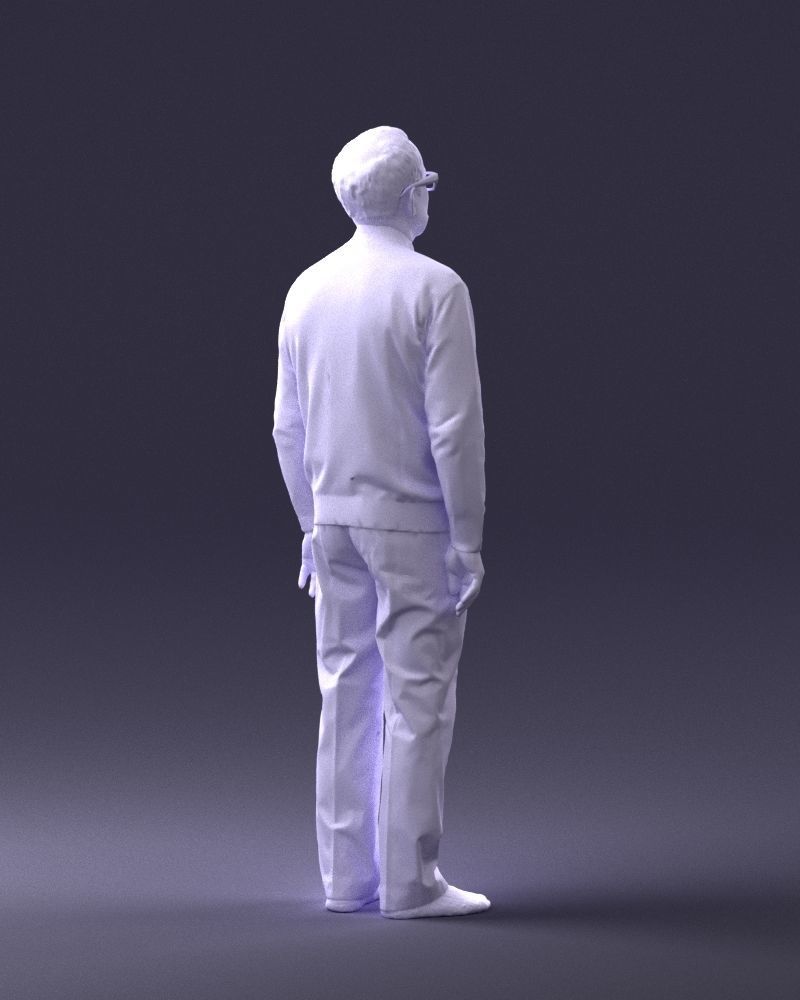 An elderly man in socks and glasses 0102 3D Print Ready 3D print model_16