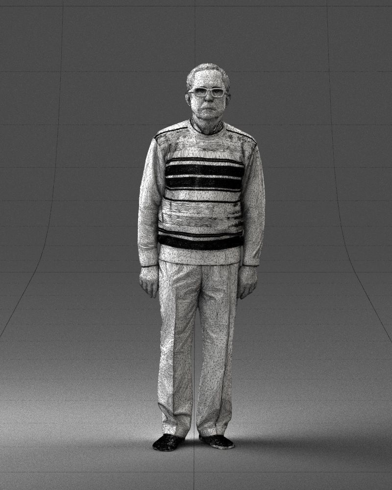 An elderly man in socks and glasses 0102 3D Print Ready 3D print model_38