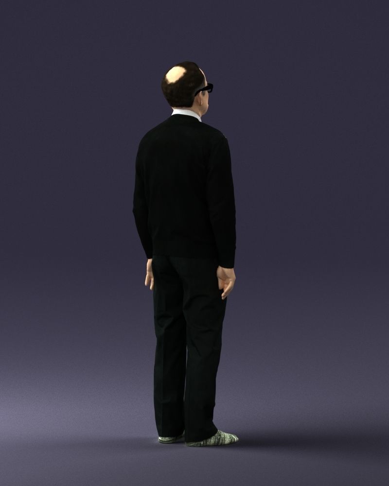 An elderly man in socks and glasses 0102 3D Print Ready 3D print model_15