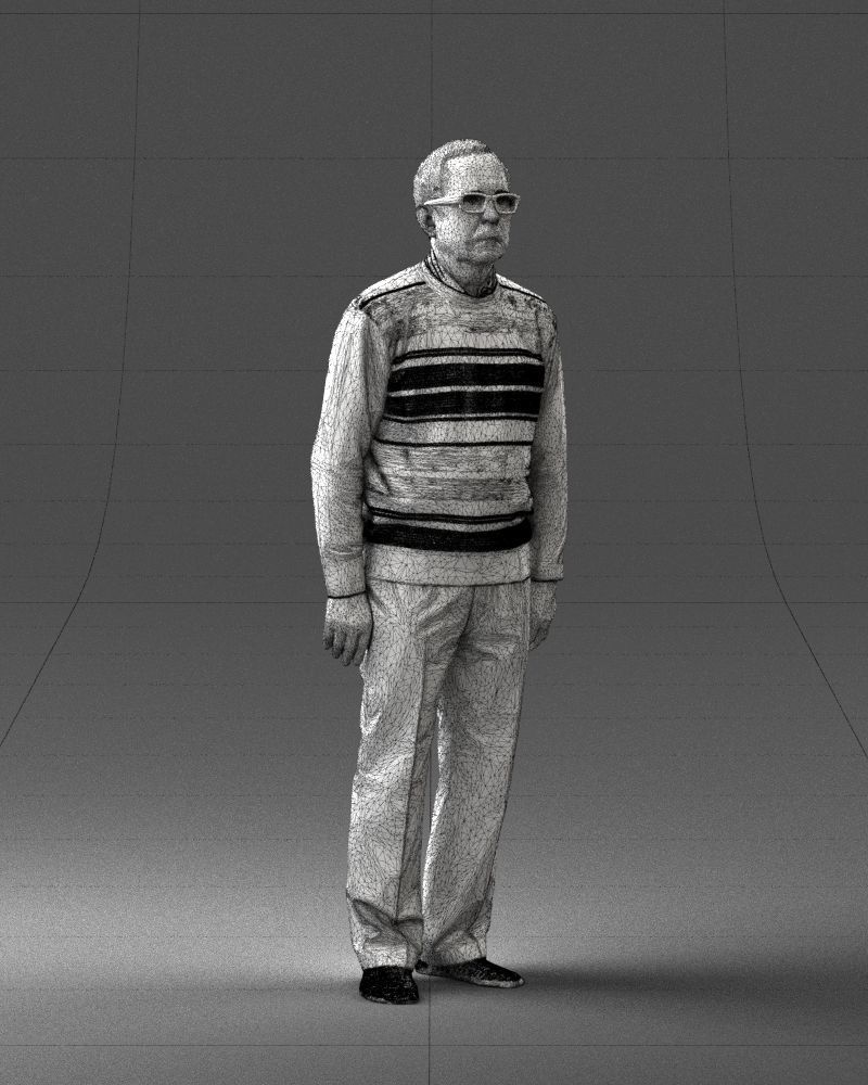 An elderly man in socks and glasses 0102 3D Print Ready 3D print model_8