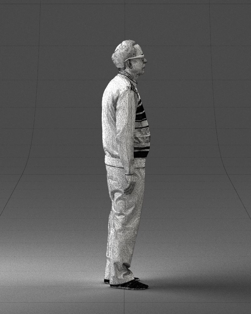 An elderly man in socks and glasses 0102 3D Print Ready 3D print model_14